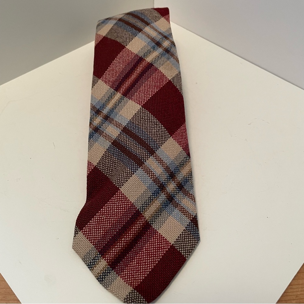 Vintage Rooster Ruffler Collection Men’s NeckTie Wool Tartan Plaid